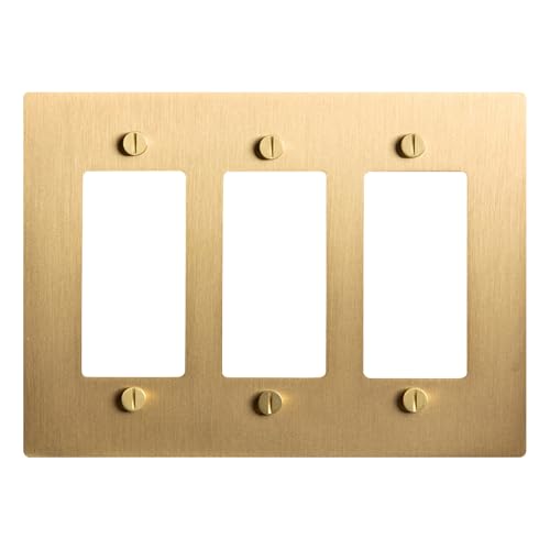 SELECT 3-Gang Solid Brass Wall Plate Cover, Satin Brass Finish - color: Satin Brass, size: 3 Gang, style: Wall Plate