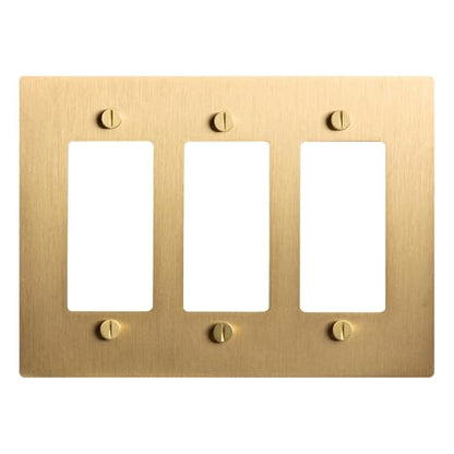 SELECT 3-Gang Solid Brass Wall Plate Cover, Satin Brass Finish - color: Satin Brass, size: 3 Gang, style: Wall Plate