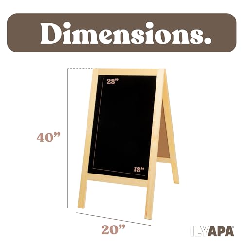 Ilyapa A Frame Chalk Board Easel Sign 40x20 in - Sandwich Signs Outdoor - color: Natural Wood