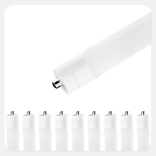 LEDMyplace 48W 8ft Ballast Bypass T8 LED Tube, Single Pin Ballast Bypass, 4000K Cool White, Frosted Lens, Replace 140W, UL & DLC Listed, LED Bulbs for Shopping Mart, Supermarts, Pack of 10