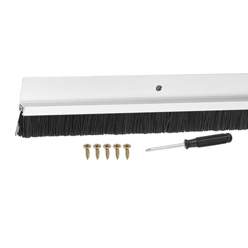 Door Sweep Aluminum Alloy Brush Sweeps, 0.6 Inch Black PP Brush 39"L x 1.6"W Fit for Gaps of Door Bottom - H-Shape Holder (Silver) - color: Silver, size: 0.6 Inch