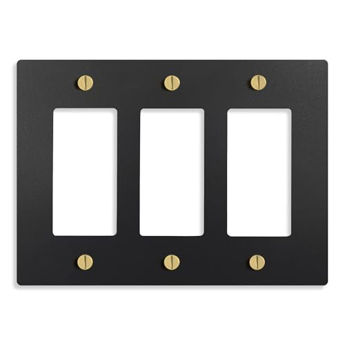 SELECT 3-Gang Solid Brass Wall Plate Cover, Black w/Brass Accessories - color: Black with Brass, size: 3 Gang, style: Wall Plate