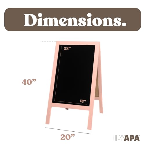 Ilyapa A Frame Chalk Board Easel Sign 40x20 in - Sandwich Signs Outdoor - color: Pink