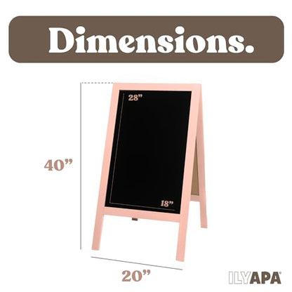 Ilyapa A Frame Chalk Board Easel Sign 40x20 in - Sandwich Signs Outdoor - color: Pink