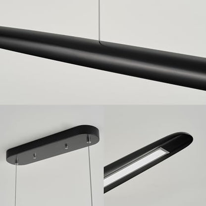 YISDESIGN 59inch Integrated Led Pendant Light 40w Dimmable Wood Black Linear Pendant Lighting Led Modern Island Light with Black Finish for Living Room Dining Room Billiard & Pool Lights - color: Black, size: 59in