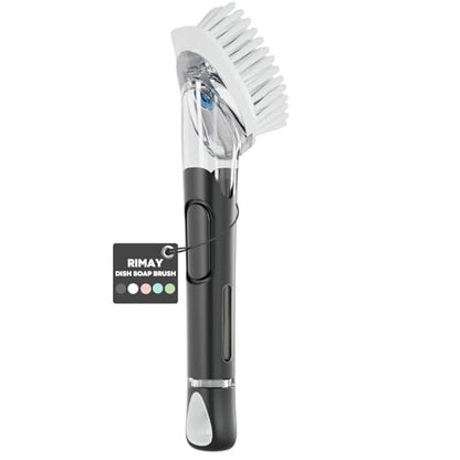 RIMAY Soap Dispensing Dish Brush Dish Scrubber with Soap Dispenser Handle - color: Black