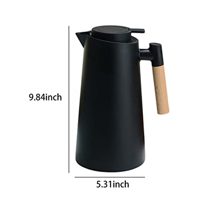 1L Thermal Carafe Double Walled Vacuum Coffee Pot Thermal Pot with Wood Handle Water Kettle Insulated Flask Tea Carafe Keeping Hot Cold (Coffee) - color: Coffee