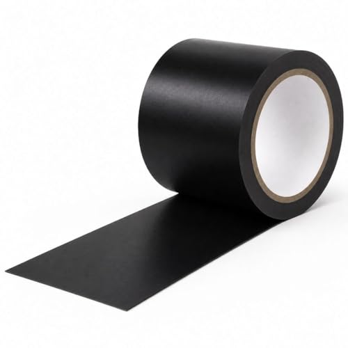 GTSE - Black Vinyl PVC Floor Tape 4 inch x 108ft Safety Marking Tape - color: Black, size: 4" x 108 ft