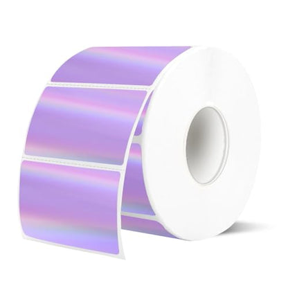2.25"x1.25" Direct Thermal Labels, Holographic Thermal Printer Labels for Barcode, Self-Adhesive Address Shipping Thermal Label Stickers-1 Roll, 300 Labels, Holographic Purple - color: Holographic Purple, size: 2.25"x1.25"