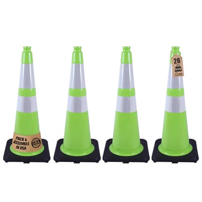 4-Pack 28" Green Cones - Reflective for Road/Construction - color: Green, size: 28inch