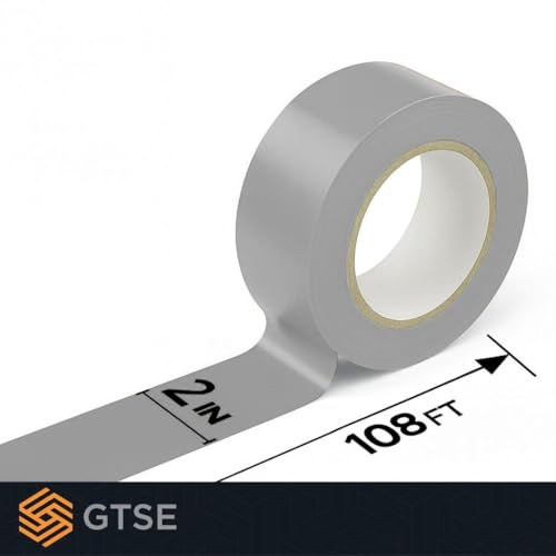 GTSE - Gray Vinyl PVC Floor Tape 2 inch x 108ft Safety Marking Tape - color: Gray, size: 2" x 108 ft