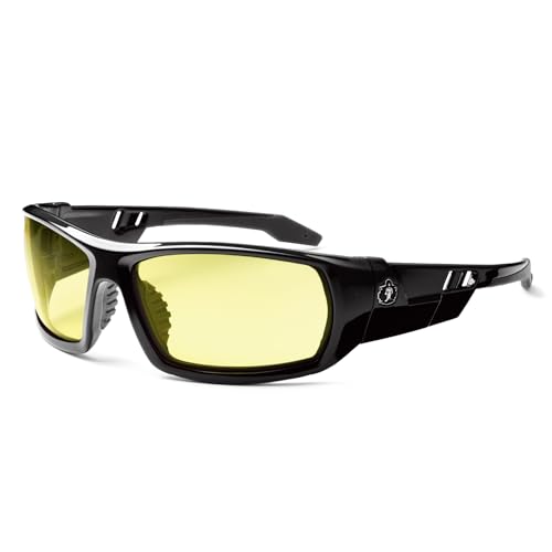 Ergodyne Skullerz ODIN Safety Glasses Sunglasses, Impact Resistant Z87.1+ - color: Black Frame, Yellow Lens