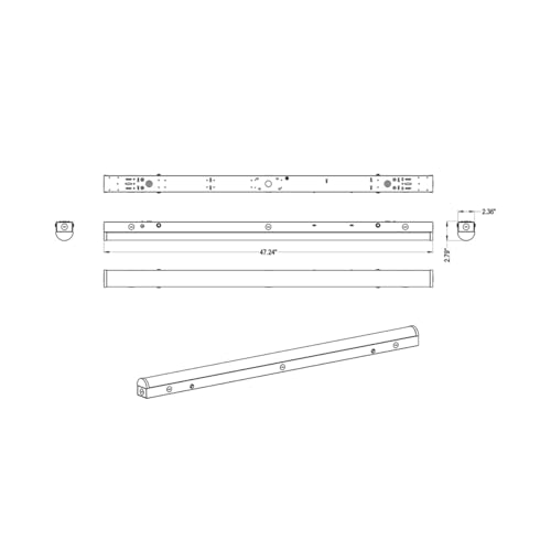 RAB SR4 4 ft. LED Strip Fixture, Field Adjustable Power and Color Temperature, 3500K/4000K/5000K, 20/30/40W, 6174 Lumens, 0-10V Dimmable, 120-277V, Surface Mount