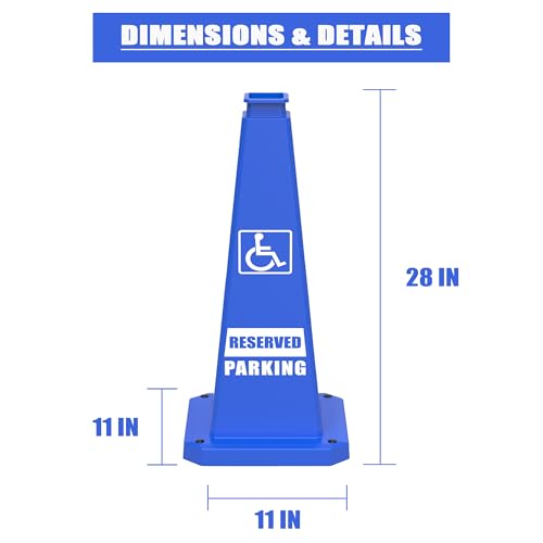 28" Blue Accessible Safety Cones 6-Pack with Rubber Base - color: Blue, size: 28"