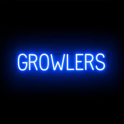 SpellBrite LED Neon GROWLERS Sign for Business - Blue, 33" x 6" - color: Blue, size: GROWLERS (33"x6.3")
