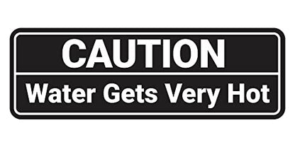 Standard Caution Water Gets Very Hot Sign (Black) - Large 1 Pack - color: Black, size: 3 x 9" - Large