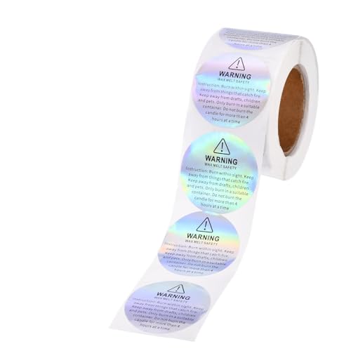 MECCANIXITY Candle Warning Labels 1.5" Laser Silver Warning Stickers 500Pcs - color: Laser Silver With I Style