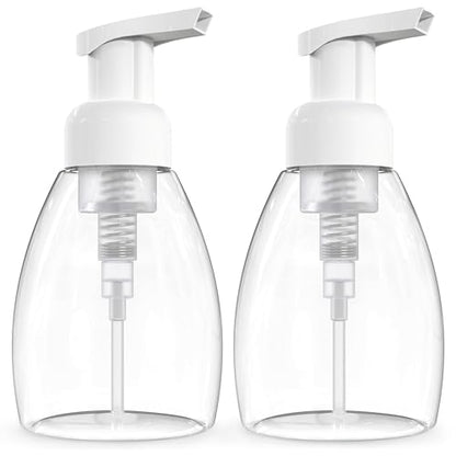 BRIGHTFROM Foaming Soap Dispenser Pump Bottles, BPA Free Empty Refillable Plastic Container for Liquid Soap - Kitchen, Bathroom, Commercial - 8oz (250ml) Pack of 2 Clear