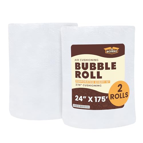 The Boxery Bubble Roll 24 Inch x 175 Feet Small Bubble Cushioning Wrap for Packing Moving and Shipping Supplies by The Boxery 2 Rolls - size: 24 inch x 350 feet