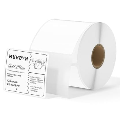 MUNBYN 2x2 Thermal Labels, 750 Sheets/Roll, White - color: White, size: 2x2"