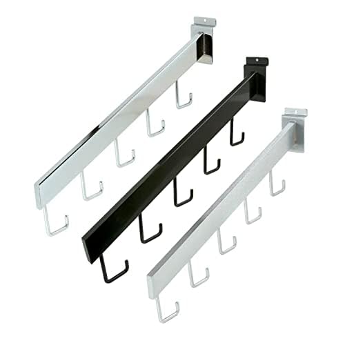 Dazzling Displays 5-Hook Waterfall Slatwall Face-Out Display, Rectangular Tube, Black - Essential Slatwall Accessories for Retail Merchandising, Slat Wall Fittings and Slatwall Hooks - color: Black