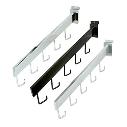 Dazzling Displays 5-Hook Waterfall Slatwall Face-Out Display, Rectangular Tube, Black - Essential Slatwall Accessories for Retail Merchandising, Slat Wall Fittings and Slatwall Hooks - color: Black