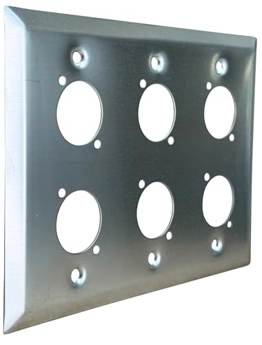 DIYTECH 6 Port Stainless Steel XLR Wall Plate Blank Panel for Pro Audio - style: 6 Port Stainless Steel