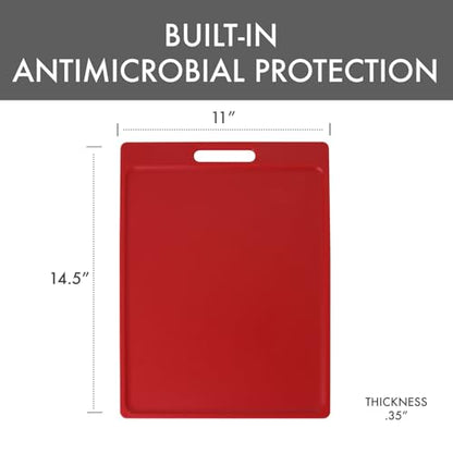 Dexas NSF Certified Polysafe Cutting Board with Handle, 11 x 14.5 Inches, Reversible Kitchen Cutting Board, Red - color: Red, size: 14.5"L x 11"W