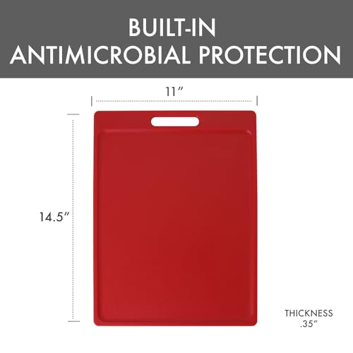 Dexas NSF Certified Polysafe Cutting Board with Handle, 11 x 14.5 Inches, Reversible Kitchen Cutting Board, Red - color: Red, size: 14.5"L x 11"W