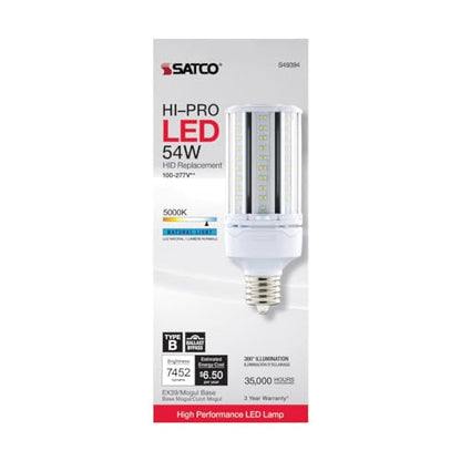 Satco S49394-54W LED HID Replacement High Lumen Corn Cob Bulbs, 2 Pack