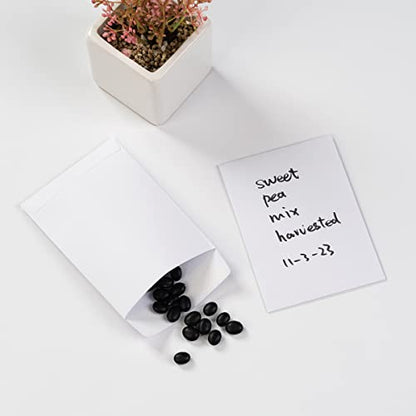 100 Pack Seed Envelopes Self-Adhesive, 3 1/4 x 4 1/2 inches, White - color: White