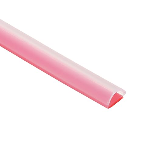 PATIKIL Silicone Weather Stripping Door Seal, 19.7 ft D Shape Weather Stripping Self Adhesive Door Seal Strip for Door Frame, Window Sealing, Large Gap, 25/64" Wx5/128 Tx1/5 H, Clear/Red - size: 19.7 ft Long, 25/64"Wx5/128"Tx1/5"H