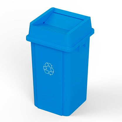 19 Gallon Blue Square Commercial Trash Garbage Can with Lid | Outdoor Office Restaurant School Kitchen - color: Blue, size: 19 Gallon, style: Trash Can with Lid