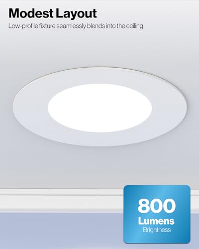 Sunco 6 Pack 4 Inch Retrofit LED Flat Recessed Can Lights, 5CCT, 10W=60W