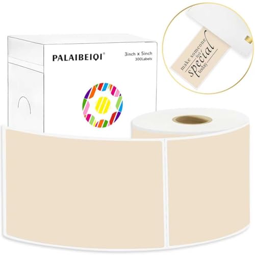 3x5 Inch Thermal Labels,Rectangle Sticker,300PCS Water & Oil Proof Shipping Labels with Strong Adhesive,Compatible with Zebra & Rollo,for Moving Boxes,Small Business & Inventory,Light Brown - color: Light Brown