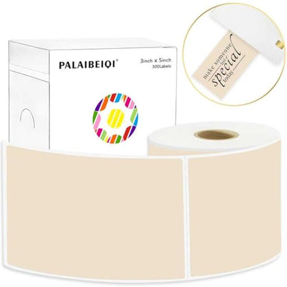 3x5 Inch Thermal Labels,Rectangle Sticker,300PCS Water & Oil Proof Shipping Labels with Strong Adhesive,Compatible with Zebra & Rollo,for Moving Boxes,Small Business & Inventory,Light Brown - color: Light Brown