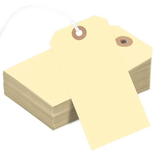 150PCS Blank Shipping Tag, 4 3/4 x 2 3/8 inches Manila Label Tags (Yellow) - color: Yellow