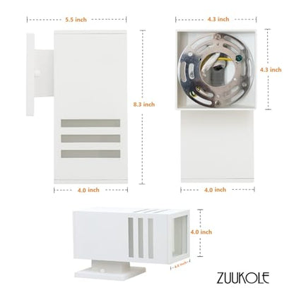 Outdoor Wall Lamp, Waterproof Aluminum Exterior Lighting Fixture - color: Rectangle (White B)