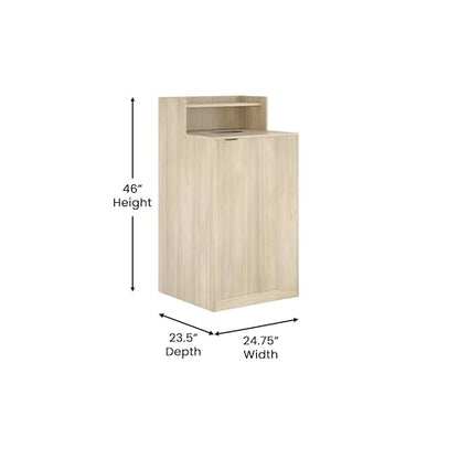 Flash Furniture Trash Can Enclosure, 32 Gallon, Oak - color: Oak
