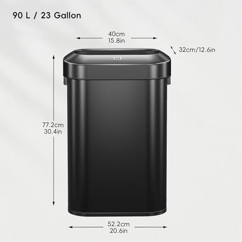 EKO Urban 16 Gallon/60 Liter Open Top Stainless Steel Slim Commercial Trash Can, Tall Kitchen Trash Bin, Heavy-Duty Commercial Grade Large Garbage Bin for Home, Office, Hotel, Restaurant, Matte Black - color: Matte Black, size: 60 Liter, Slim