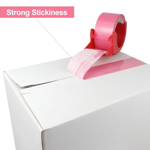BOMEI PACK 6 Rolls of Pink Packing Tape, 1.88'' x 60yds Per Roll - color: pink
