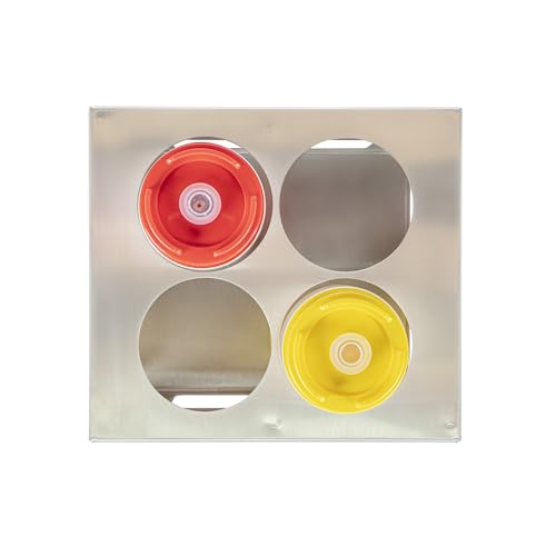 Restaurantware Squeeze Bottle Holder 1 Count 6.30 x 7.01 x 6.26 Inches Stainless Steel Condiment Organizer - Four-Hole Durable Kitchen Rack - Silver Prep Station Organizer - size: Fits 1/6 Size Opening, style: Four Holes, Holder