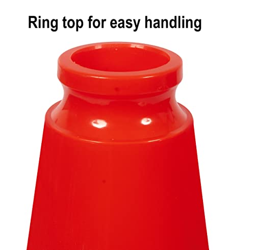 (Set of 5) CJ Safety 18" inch Heavy Duty Black Base Orange PVC Traffic Safety Cones with 6' Reflective Collar for Parking, Traffic control, Driver Training - 3 Lbs each (5 pack Cones) - size: 5 Cones