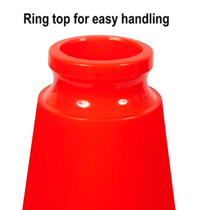 (Set of 5) CJ Safety 18" inch Heavy Duty Black Base Orange PVC Traffic Safety Cones with 6' Reflective Collar for Parking, Traffic control, Driver Training - 3 Lbs each (5 pack Cones) - size: 5 Cones