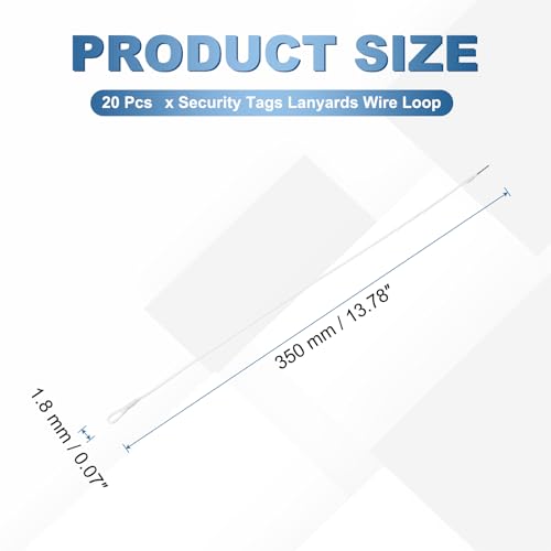 Security Tags Lanyard Wire Loop Anti-Theft Magnetic Buckle Tag - color: White, size: 10"