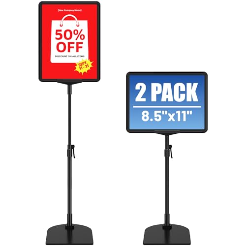 Sign Holder Stand 8.5 x 11, Adjustable Poster Stand for Table Top & Floor, Signage Display Stands, Floor Standing Sign Holder for Advertisement, Tradeshow, Store, Business, 2 Pack - size: 2 Pack, 8.5 x 11 inch