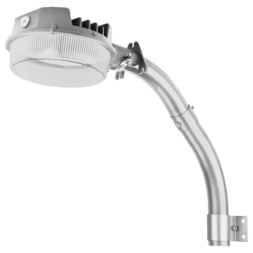 LuminaGuard 43W LED Barn Light with Arm, Silver Gray Yard Street Light