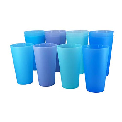 32oz Plastic Cups Reusable set of 12, Large Plastic Tumbler Coastal - color: Coastal Colors