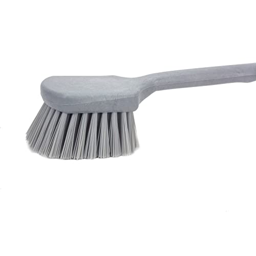 SPARTA 20" Floater Scrub Brush with Long Handle, Oil-Resistant Polyester Bristles, Multiple Trim Angles, Foam-Injected Polymer Block, Commercial Cleaning Tool, Gray