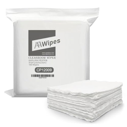 AAwipes Double Knit 100% Polyester Wipers Light Weight Version (120GSM, 9"X9", 150pcs/bag) Cleanroom Cloth Wipes Laser Sealed Edge, Ultra-soft (CP12009) - size: 1 Count (Pack of 150)